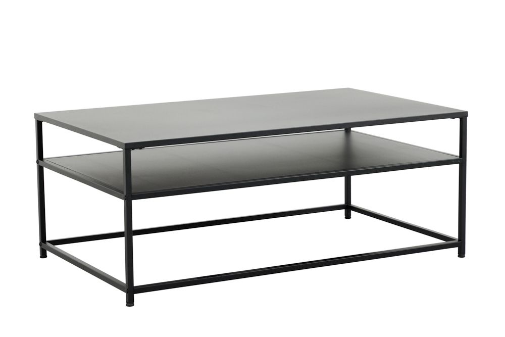 Moderner Couchtisch DURA STEEL 100cm schwarz Metall mit Ablagefach