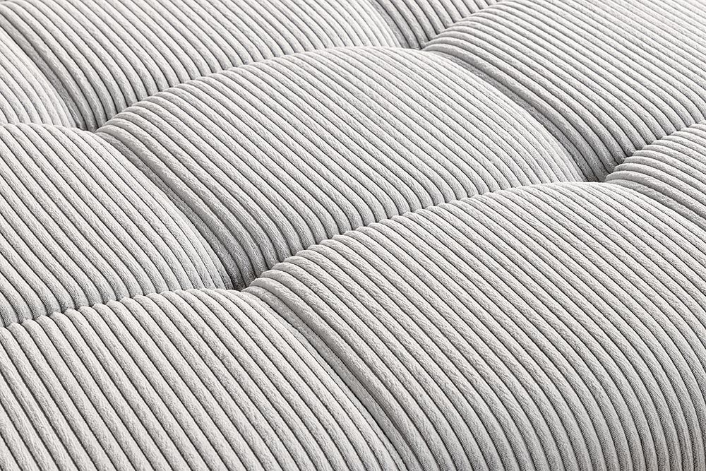 Moderner Hocker ELEGANCIA 110cm champagner beige Cord Fußhocker Sitzhocker