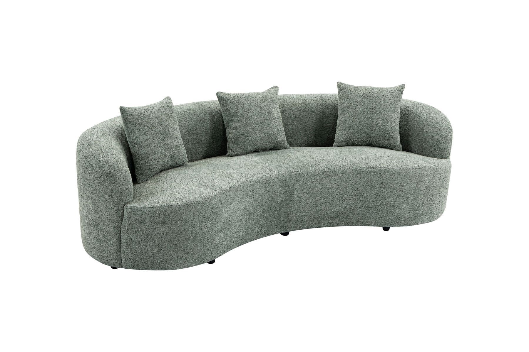 Organisches Sofa ATELIER 230cm salbei Bouclé 3-Sitzer Couch inkl. Kissen