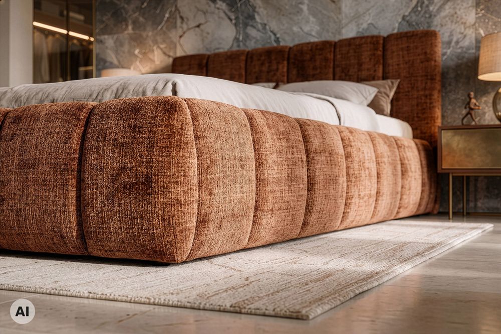 Design Boxbett ADLON 180x200cm rostbraun Chenille Cremona mit Stauraum und Lattenrost
