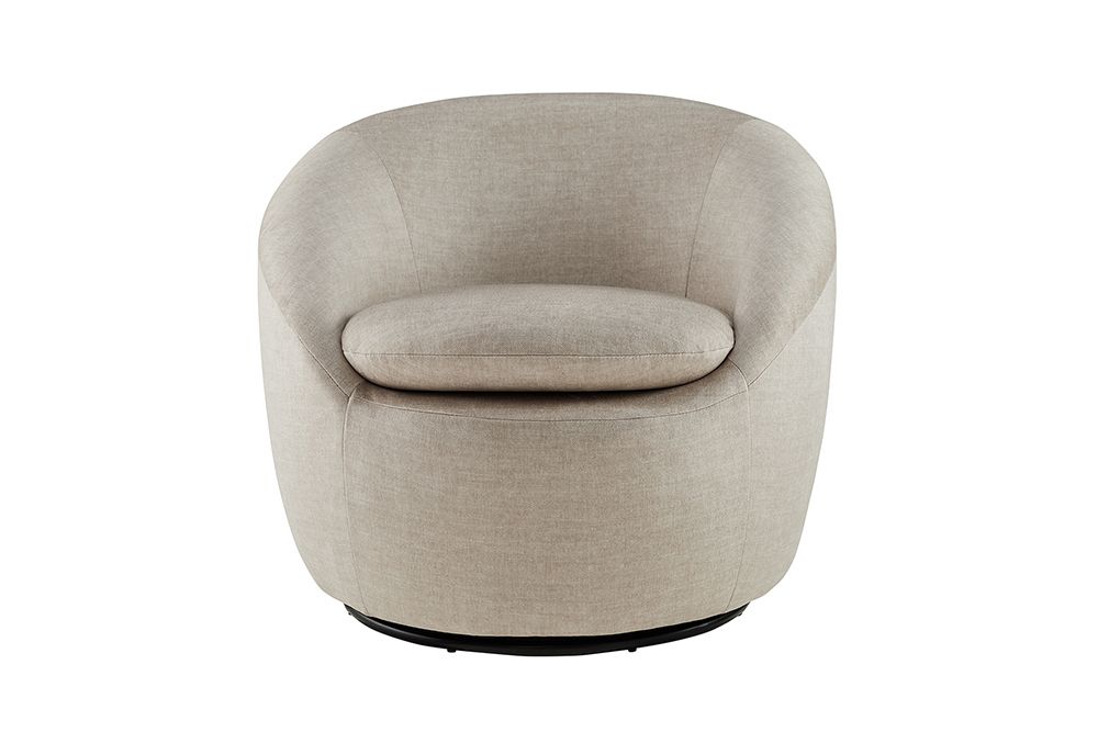 Drehbarer Design Sessel ALPINE beige Samt 360° mit Armlehnen