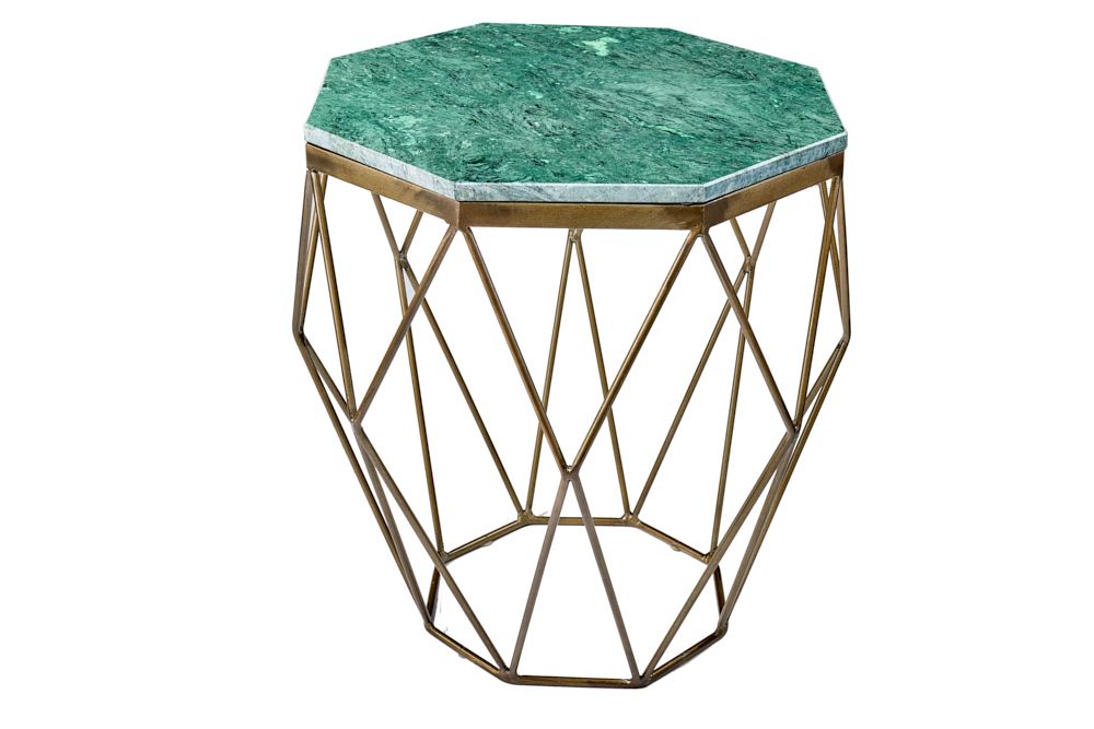 Abstrakter Beistelltisch DIAMOND 50cm grün Marmor messing Metall