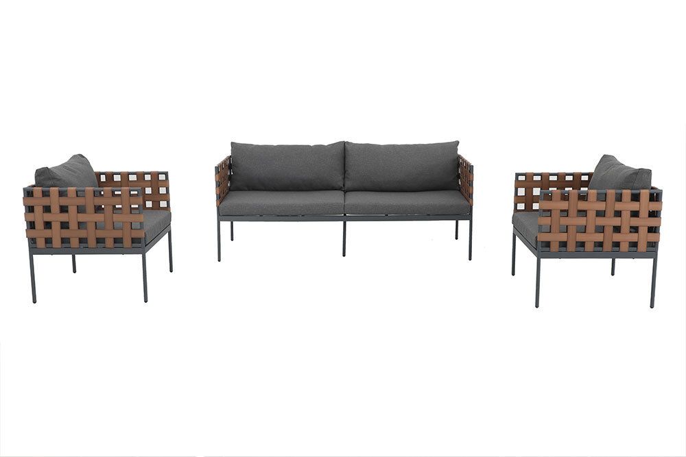 In- und Outdoor Lounge-Sessel UNIQUE 70cm schwarz braun grau Aluminium inkl. Kissen
