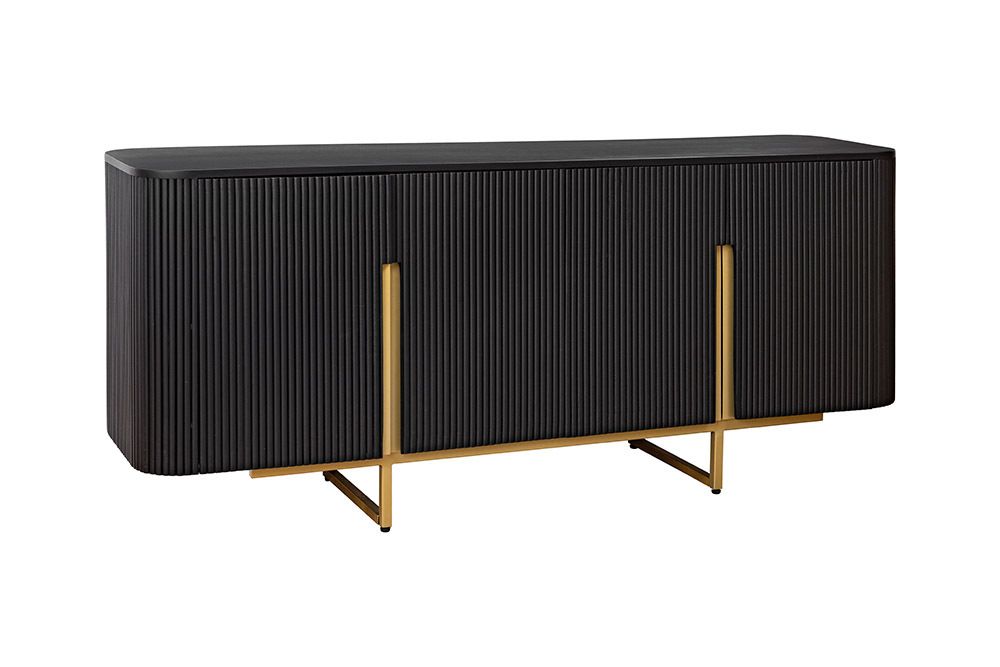 Massives Sideboard GATSBY 160cm schwarz gold Mangoholz Retro handmade
