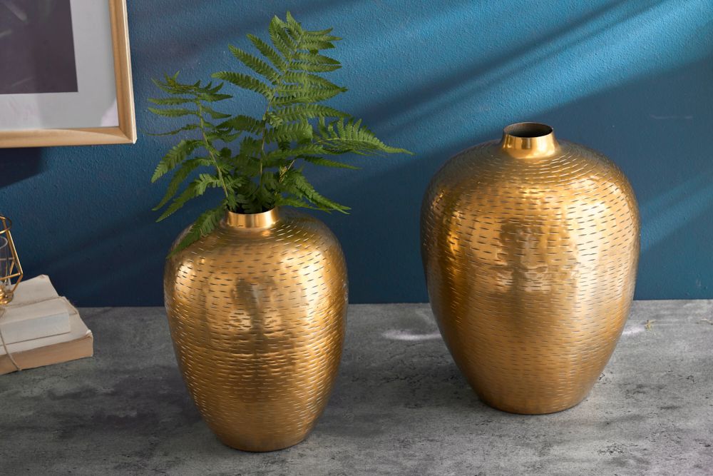 Elegantes Vasen 2er Set ORIENTAL 32cm gold im Rice Hammerschlag Design
