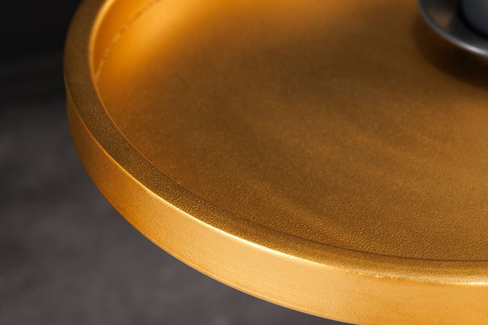 Runder Beistelltisch TRAYFUL 60cm gold Eisen weiß Marmorfuß handmade