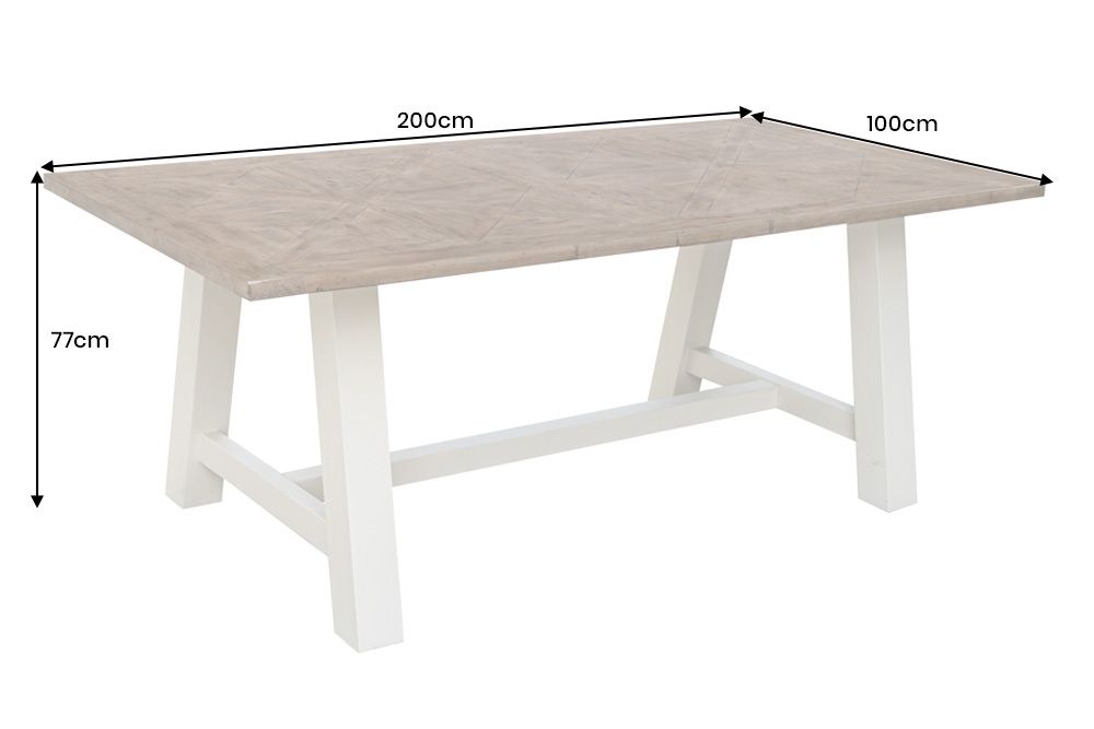 Massiver Esstisch HAMPTONS 200cm hellbraun creme Pinienholz