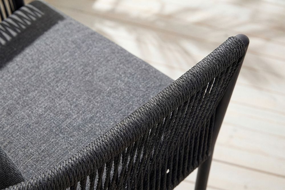 Stapelbarer Stuhl ROPE anthrazit Aluminium Gartensessel inkl. Kissen In- und Outdoor