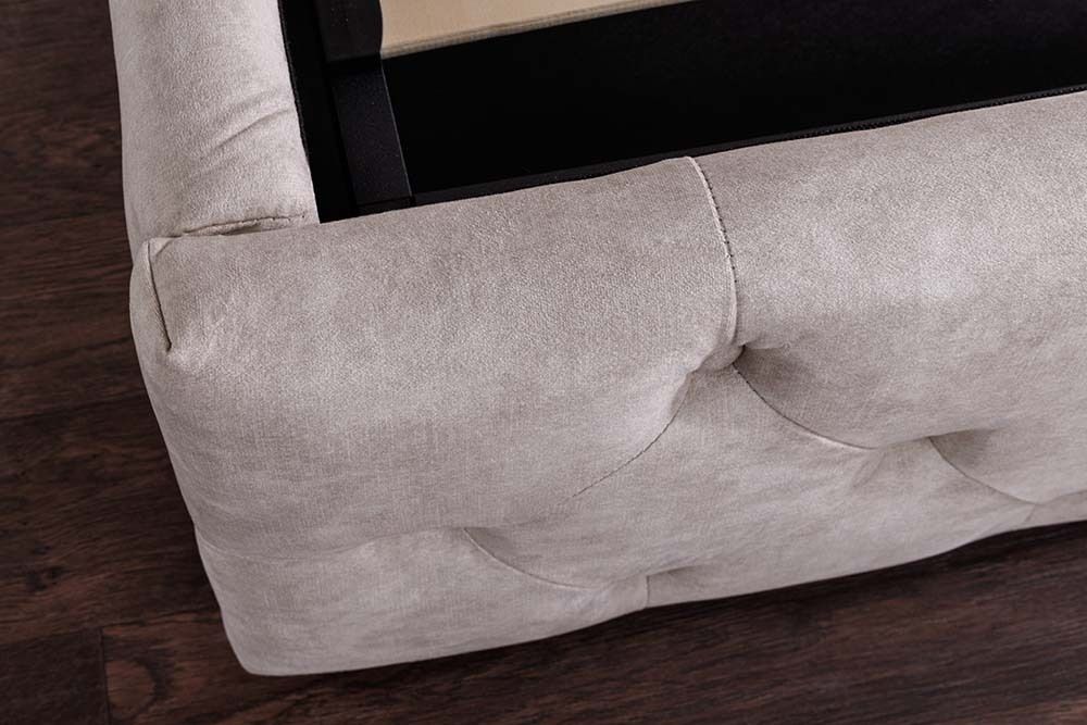 Design Boxbett PARIS 160x200cm champagner beige Samt mit Stauraum und Lattenrost