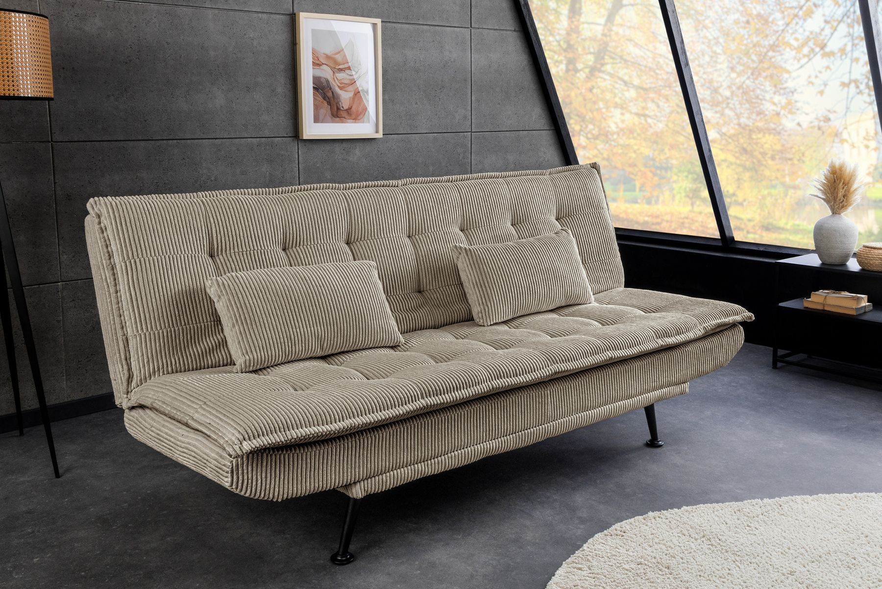 Modernes Schlafsofa JAZZ 190cm greige Cord 3-Sitzer Couch