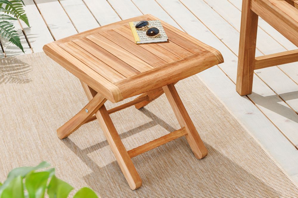 Massiver Beistelltisch EMPIRE TEAK 45cm natur Teakholz wetterfest