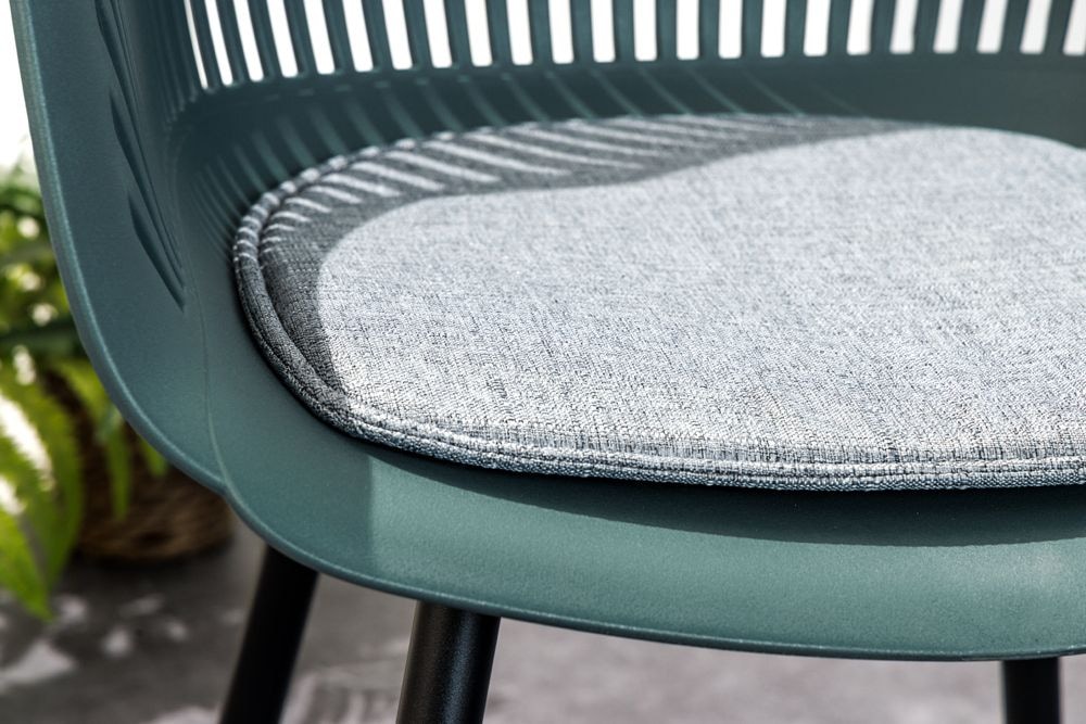 Moderner Stuhl SIGNUM salbei schwarz Kunststoff Gartenstuhl Indoor Outdoor mit Armlehnen
