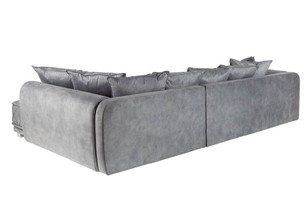 Modernes XXL Ecksofa DECADENCIA 320cm silbergrau Samt Bigsofa inkl. Kissen