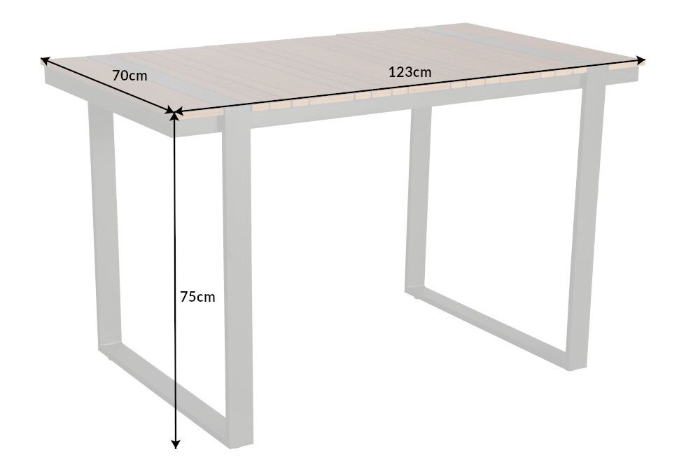 Wetterfester Gartentisch TAMPA LOUNGE 125cm grau natur Aluminium Metall Holz-Design Outdoor