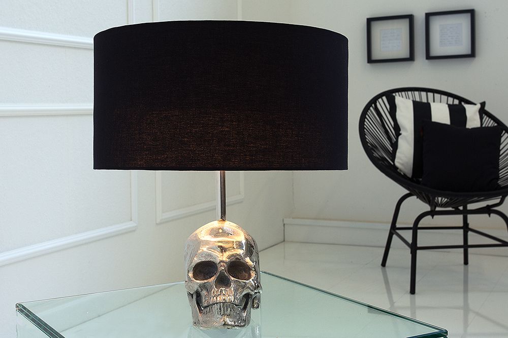 Extravagante Tischlampe SKULL 44cm schwarz Totenkopf Tischleuchte