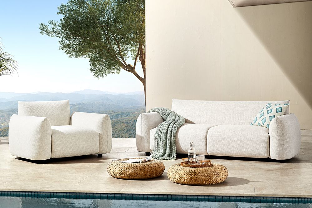 In- und Outdoor Sofa SEAHAWK 205cm creme Aluminium Olefin wetterfest 2-Sitzer Couch