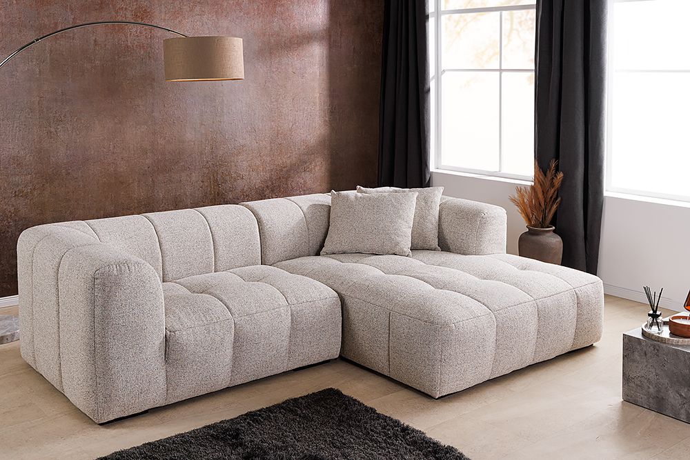 Modernes Ecksofa ZERO GRAVITY 240cm graphit beige Strukturstoff 3-Sitzer Couch