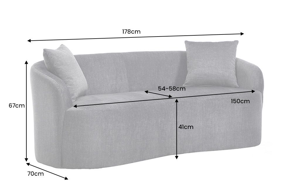 Extravagantes Sofa ELEMENTAL 180cm graphit grau Samt 2-Sitzer Couch organische Form