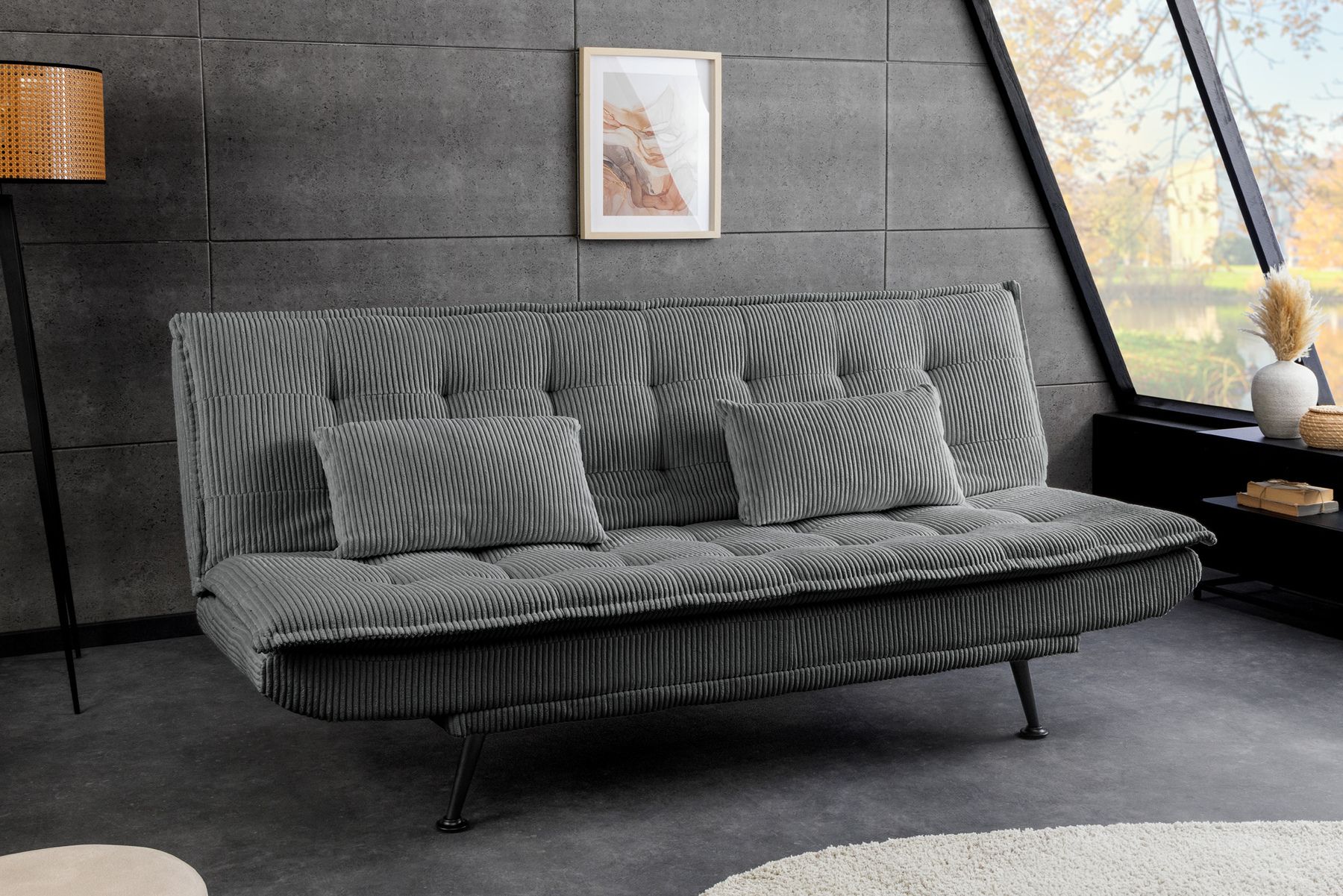 Modernes Schlafsofa JAZZ 190cm grau Cord 3-Sitzer Couch