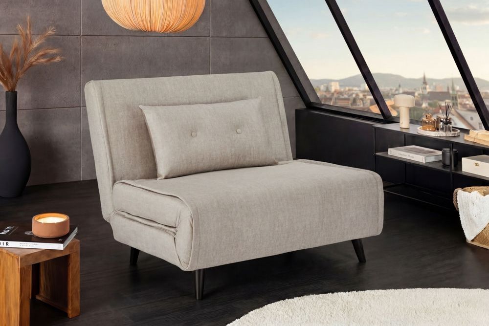 Schlafsessel SMART MULTIFUNCTION 100cm champagner beige Vogue Seiden Samtstoff