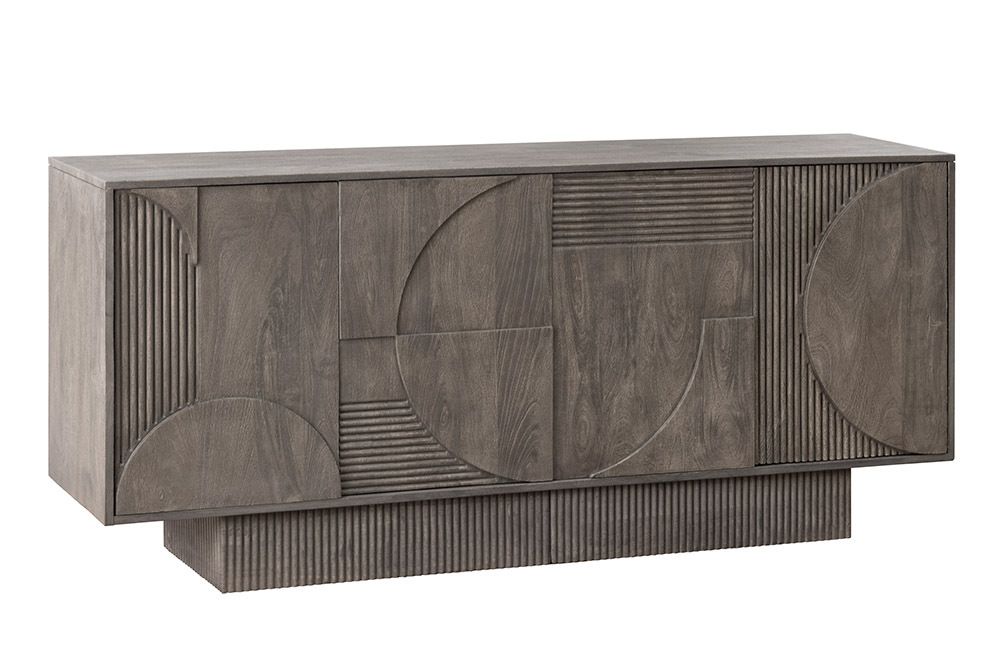 Massives Sideboard ART DECO 170cm grau Mangoholz 3D-Front