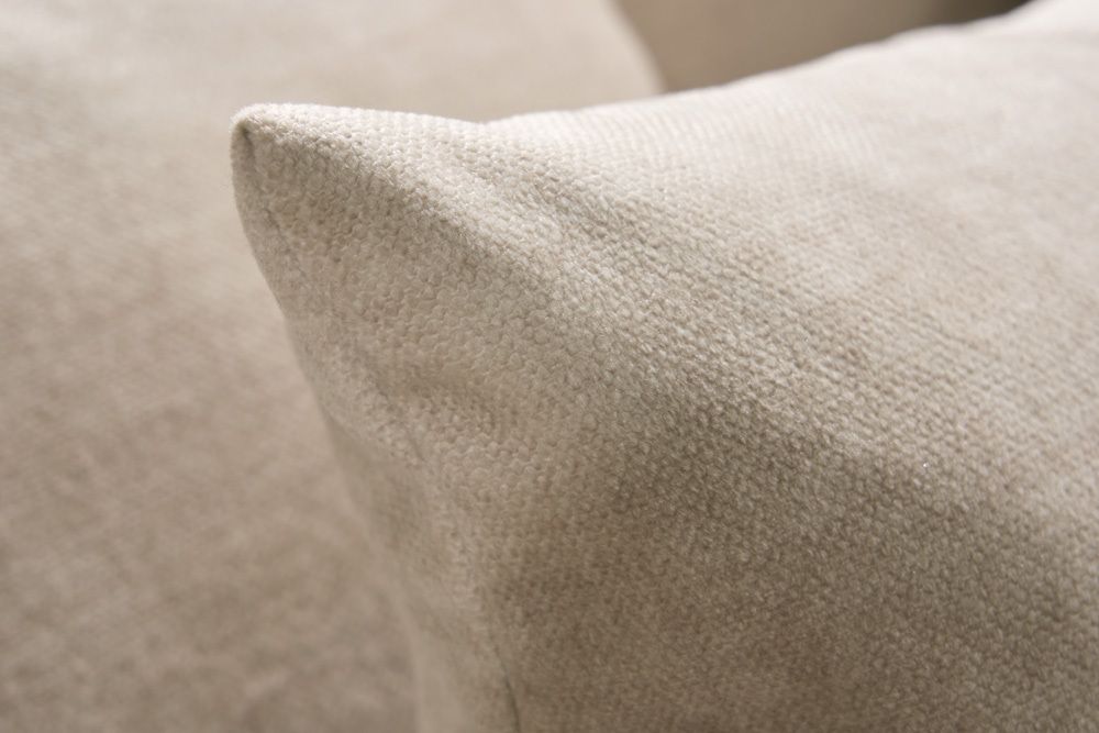 XXL Wohnlandschaft KENT 305cm champagner beige Vogue Velours Samt Federkern mit Hocker