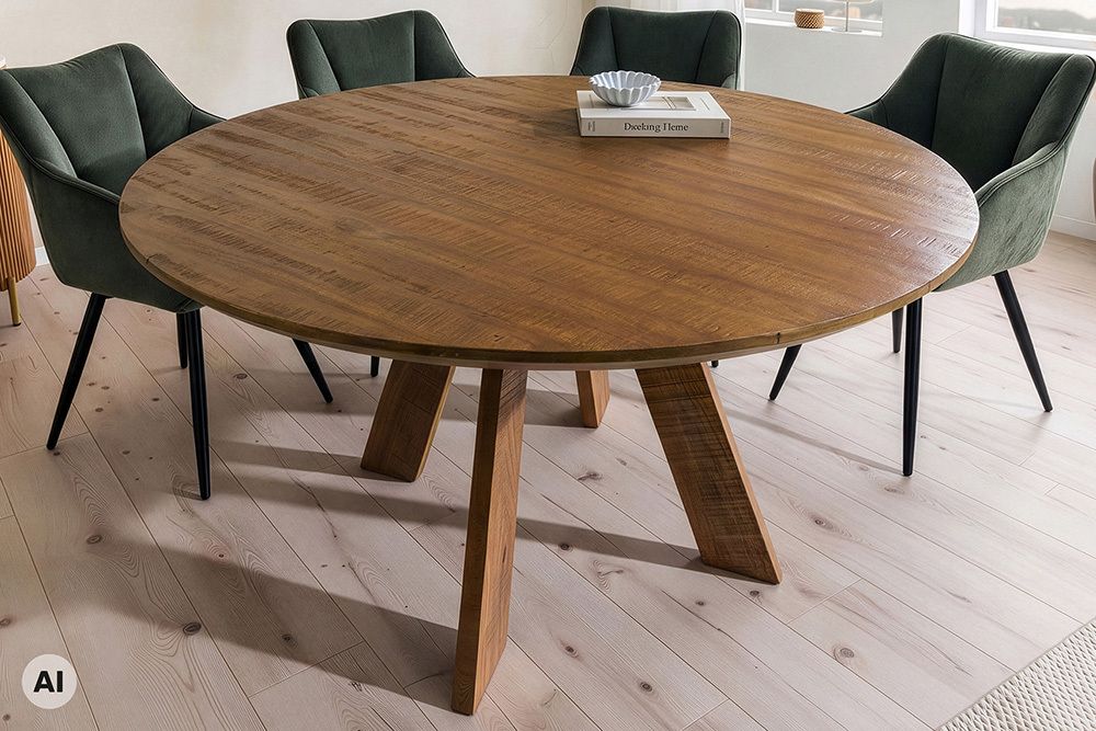 Runder Esstisch ART WOOD 140cm braun honey finish Mangoholz massiv