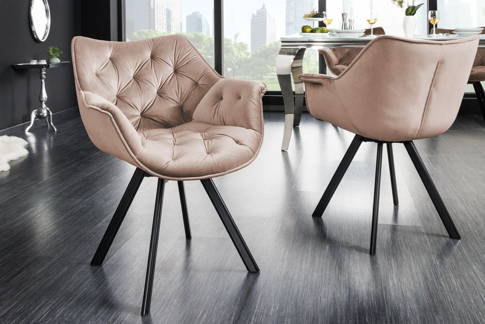 Drehbarer Stuhl THE DUTCH COMFORT greige Samt mit Armlehnen Modern Design