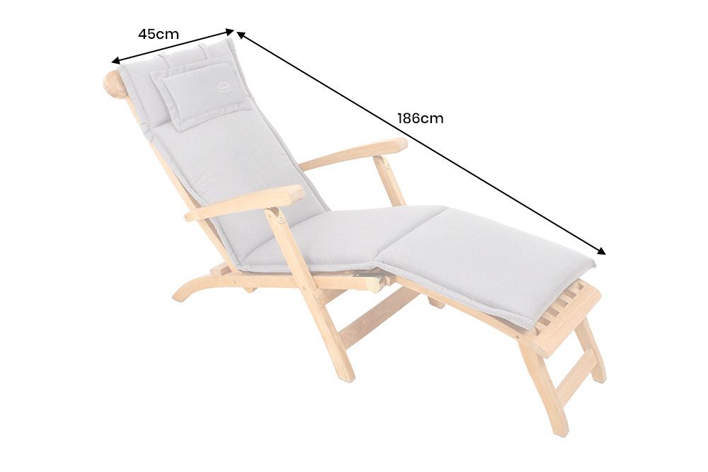 Outdoor Kissen ROG 45x186cm beige Sitzkissen Polster-Auflage für Deckchair