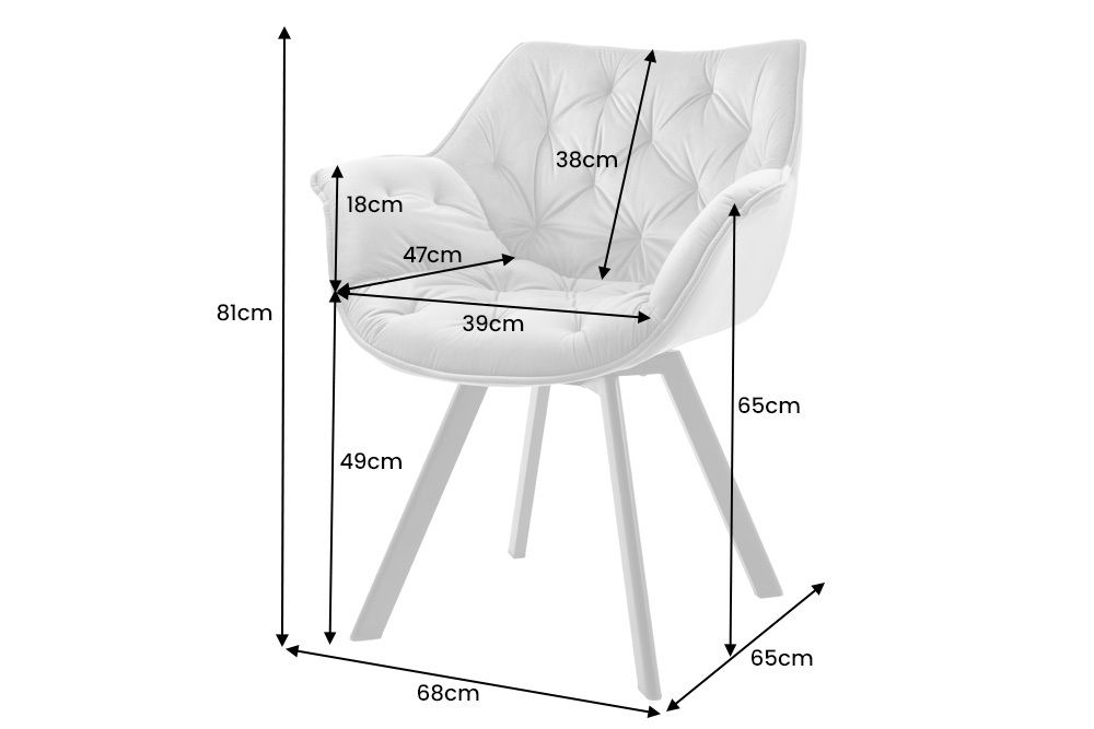 Drehbarer Stuhl THE DUTCH COMFORT rost braun Samt mit Armlehnen Modern Design