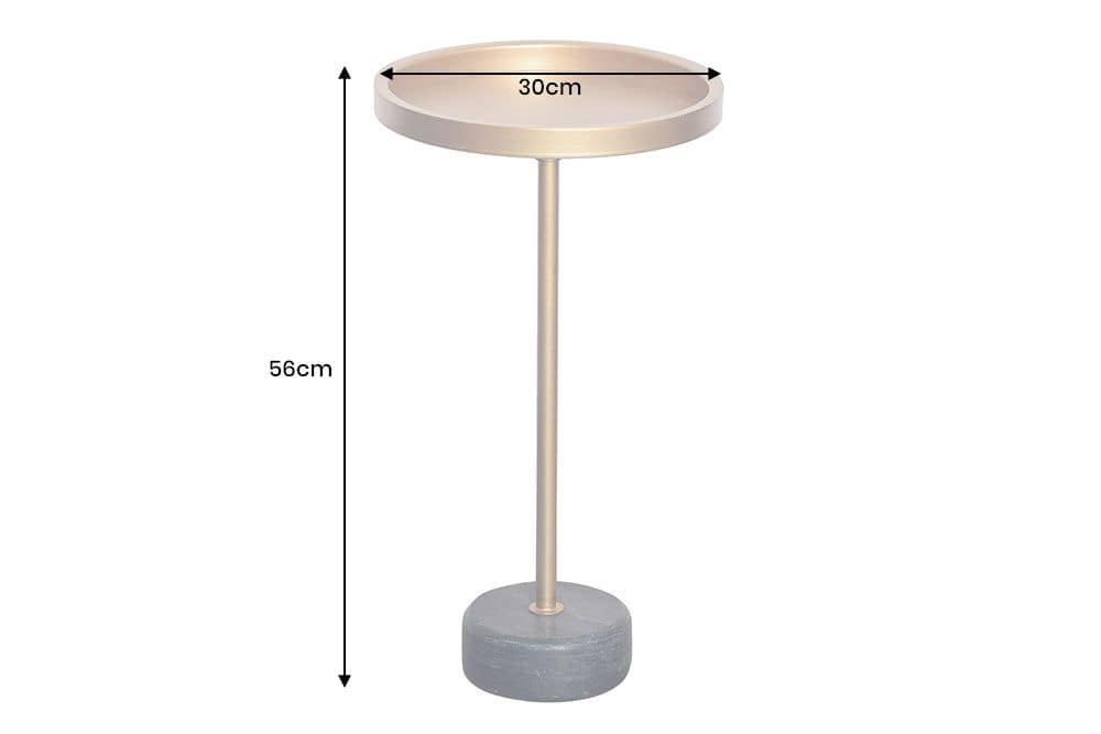 Runder Beistelltisch TRAYFUL 60cm gold Eisen schwarzer Marmorfuß handmade