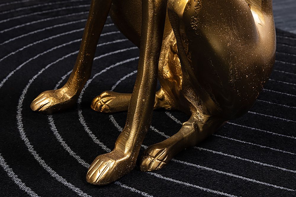 Design Skulptur GREYHOUND 70cm gold Metall Aluminium Windhund Figur