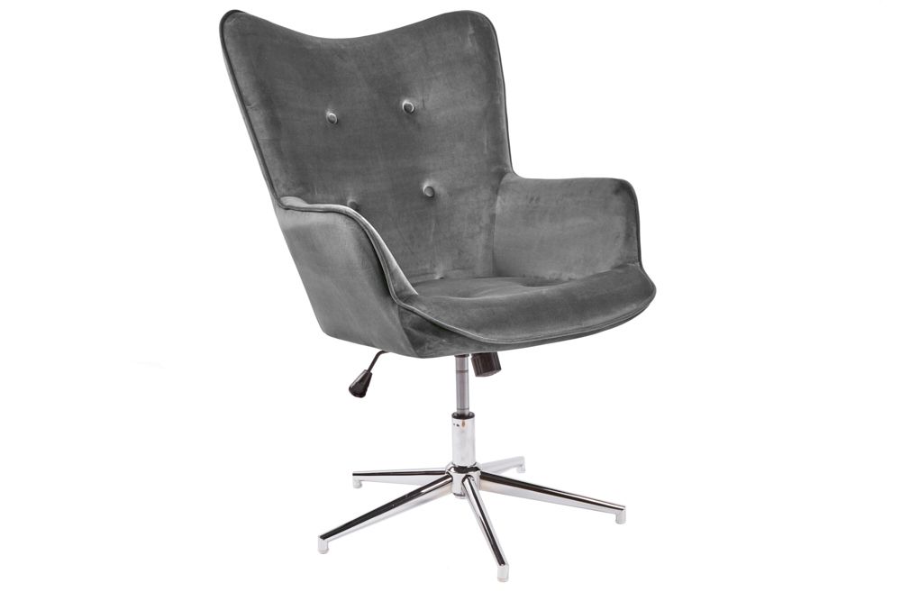 Design Sessel MR. LOUNGER grau chrom Samt höhenverstellbar drehbar Retro