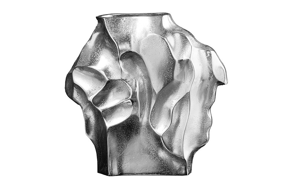 Handgefertigte Vase LIQUID 30cm silber Metall Hammerschlag Design