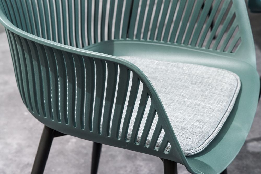 Moderner Stuhl SIGNUM salbei schwarz Kunststoff Gartenstuhl Indoor Outdoor mit Armlehnen