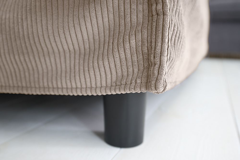 Großer Sitzhocker HEAVEN 100cm greige Cord Sofahocker abnehmbarer Bezug