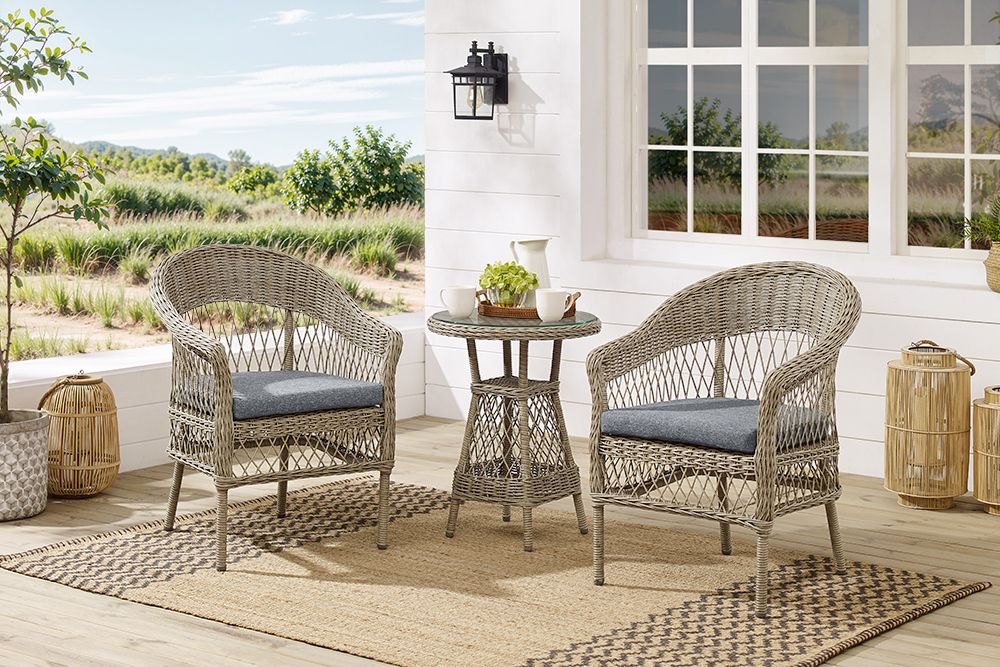 In- und Outdoor Garten-Set ELYSEE natur grau Polyrattan Aluminium inkl. Tisch Kissen