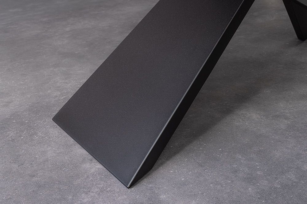 Ausziehbarer Esstisch EUPHORIA 180-220-260cm weiß Carrara Oro Keramik schwarz Metall