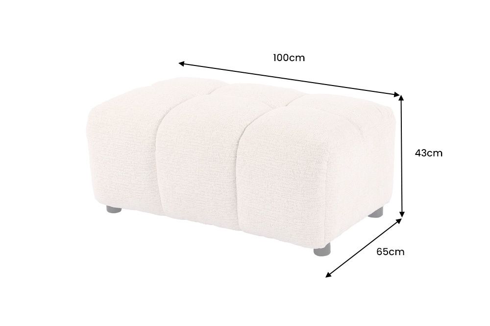 Moderner Hocker CLOUD 100cm beige Bouclé Tweed Soft Federkern Fußhocker Sitzhocker