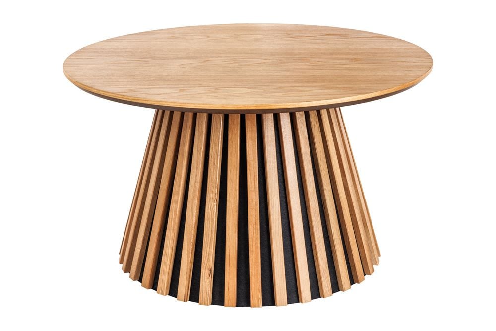 Runder Couchtisch VALHALLA WOOD 70cm natur Eichenholz Säulenfuß