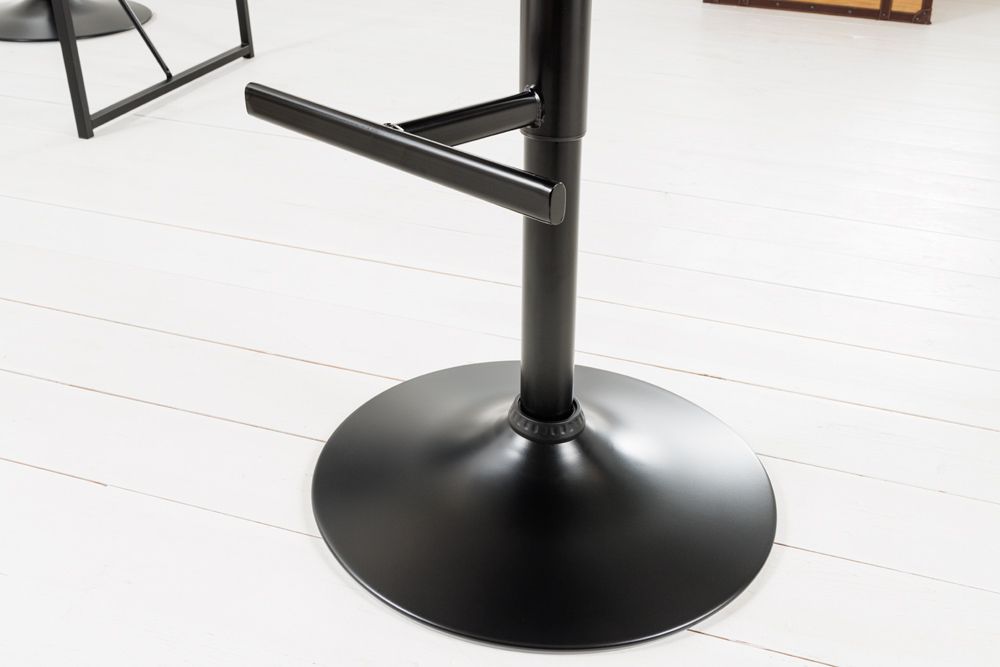 Höhenverstellbarer Barhocker COMFORT grau Cord drehbar mit Lehne Metall schwarz