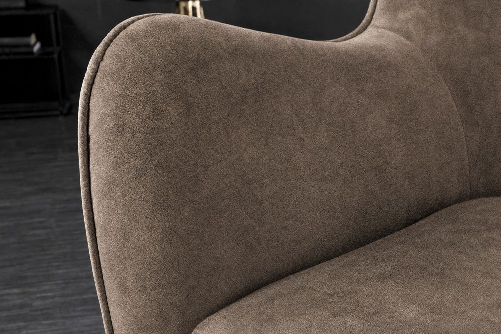 Design XL Sessel AMSTERDAM taupe Microfaser schwarze Metallbeine