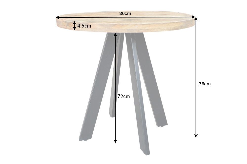 Massiver Esstisch IRON CRAFT 80cm rund natur Mangoholz