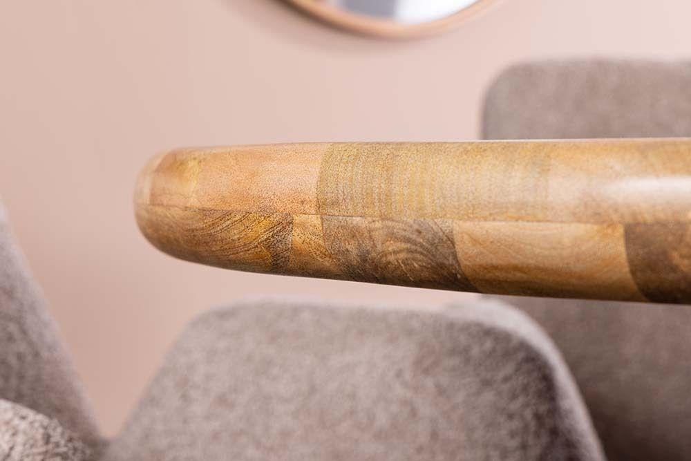 Runder Esstisch ART DECO 140cm natur Mangoholz massiv mit Säulenfüßen