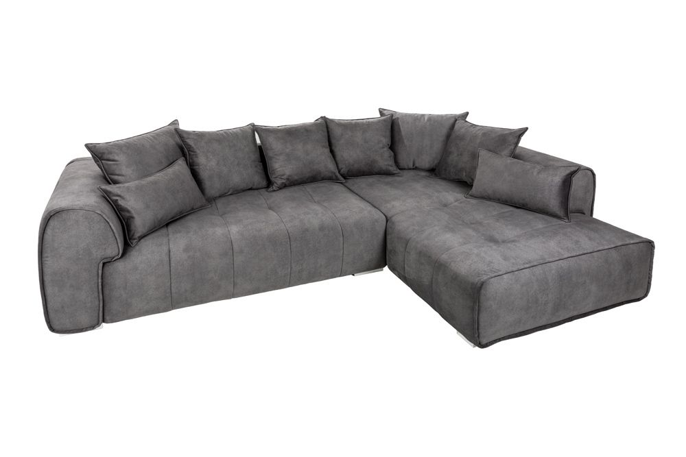 Modernes XXL Ecksofa CLAN 320cm anthrazit Samt Bigsofa inkl. Kissen
