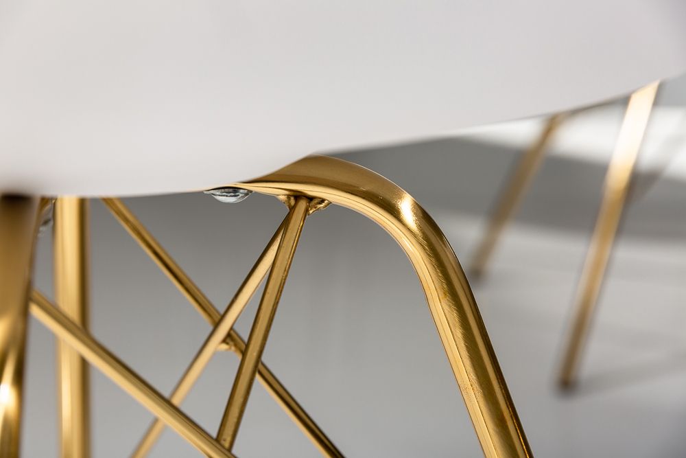 Design Stuhl SCANDINAVIA MEISTERSTÜCK weiß goldene Beine