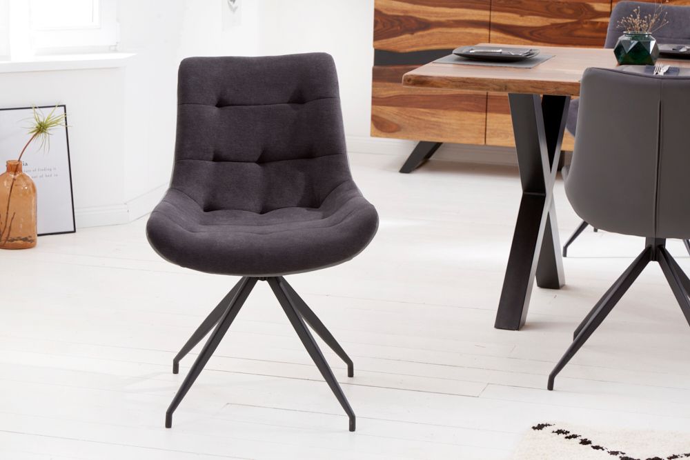 Design Stuhl DIVANI dunkelgrau Metallgestell schwarz im Retro Stil