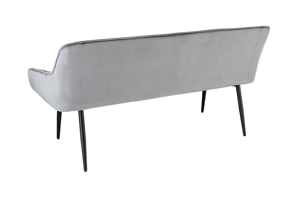 Design Sitzbank TURIN 160cm silbergrau Samt schwarz Metall Armlehne