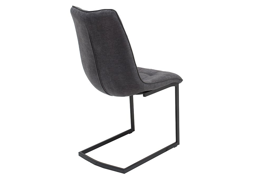 Design Freischwinger Stuhl MIAMI dunkelgrau Metallgestell matt schwarz