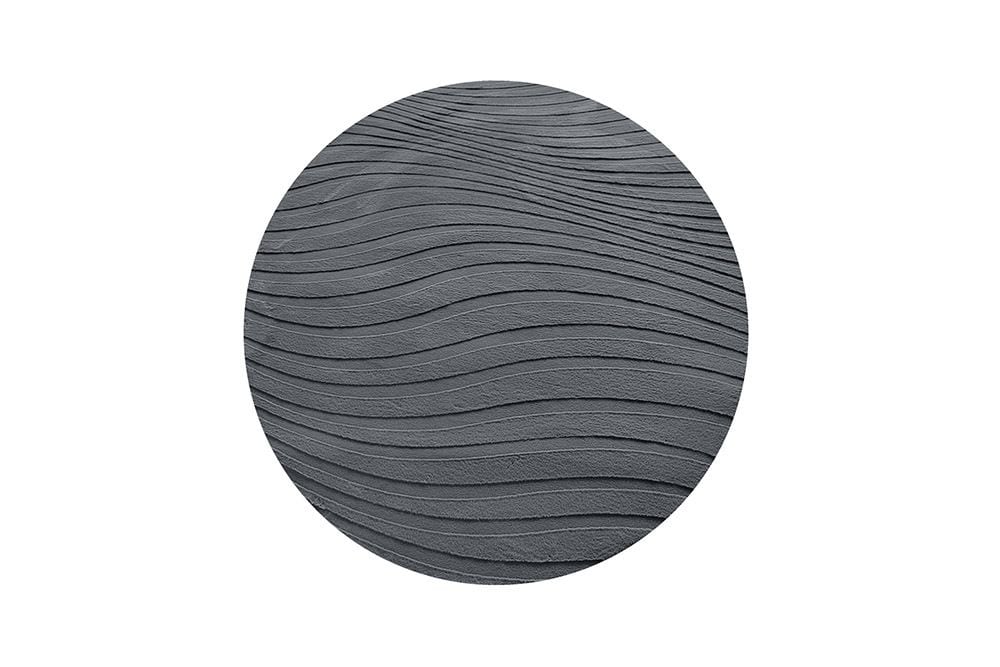 Runder Teppich WAVE 230cm anthrazit 3D strukturierter Kurzflor Indoor Hoch-Tief-Effekt